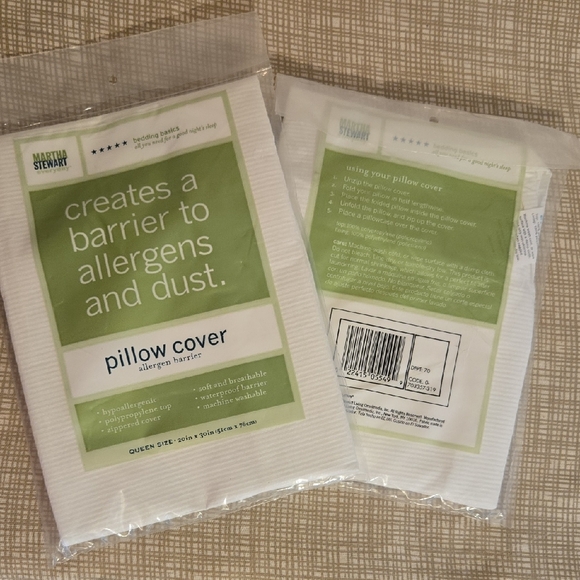 Martha Stewart White Allergen Barrier Pillow Cover - Picture 1 of 4